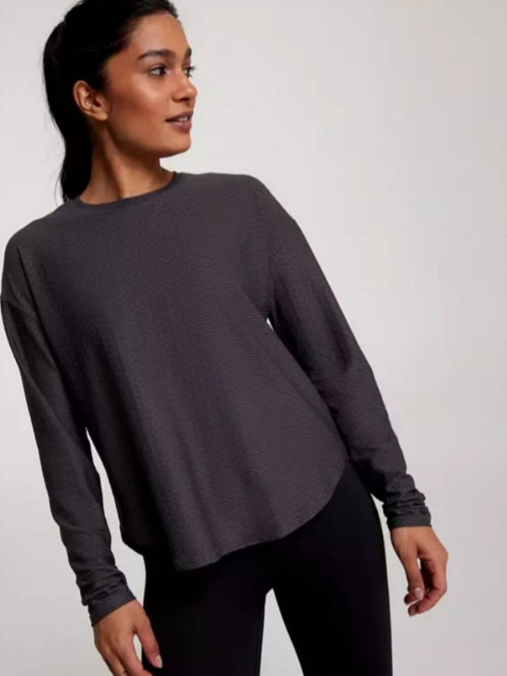 Calia Women's Renew  Twisted Mesh Long Sleeve in Soft Black size XS NWT